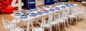 White Wooden Trestle Tables