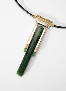 NZ Jade Pounamu & Brass Necklace