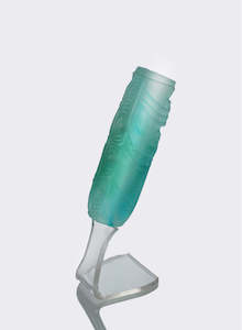 Art gallery: Cast Glass Koauau - teal green on a perspex stand