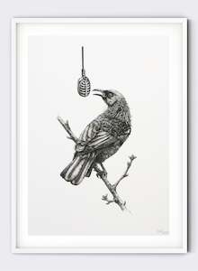 Tūī with Microphone - Giclée Print