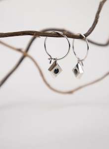 Black Spinel Hoop Earrings