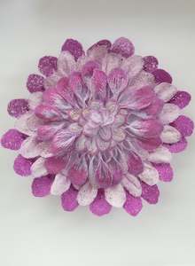 Pink & Purple Dahlia Sculptural Embroidery