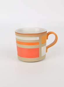 Orange Block Carved Decor Mug