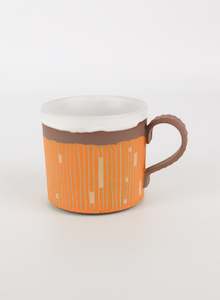 Orange Line Carved Mug