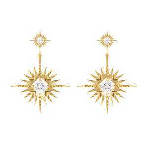 A Dusting of Jewels - Solar Earrings | Gold