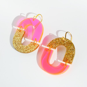 Jive Talking - Neon Pink/Gold Glitter