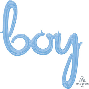 Boy Pastel Blue Script Balloon