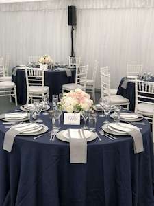 Round 3m Stonewash Linen Tablecloth - Navy - EX HIRE STOCK