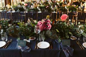 Rectangle Stonewash Linen Tablecloth - Navy - EX HIRE STOCK