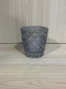 Quilted Mercury Glass Tealight Holder - Light Grey - EX HIRE ITEM