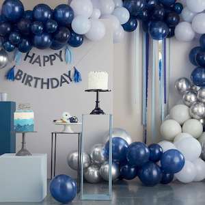 Navy 40th Birthday Milestone Balloon Bunting