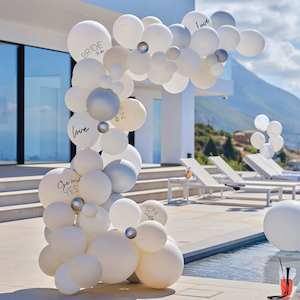 White & Silver Hen Party Balloon Arch Kit - Hen Weekend