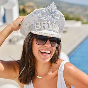 Rhinestone & Pearl Embellished Bride Hen Party Hat - Hen Weekend