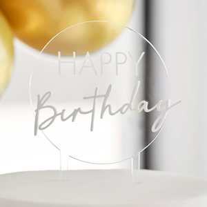 Round Acrylic Happy Birthday Cake Topper