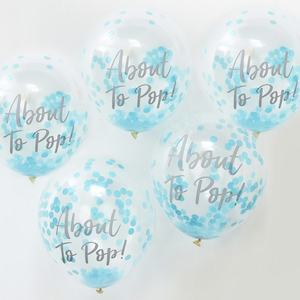 About to Pop! Printed Confetti Balloons - Blue