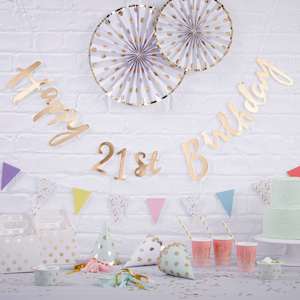 21st Birthday Banner Bunting - Gold