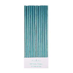 Aqua Blue Paper Party Straws