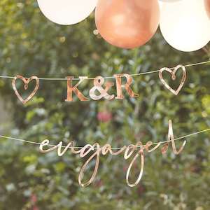 Customisable Engaged Bunting - Rose Gold