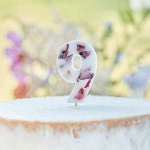 Pressed Petal Number 9 Birthday Cake Candle