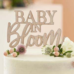 Wooden Cake Topper - Baby in Bloom