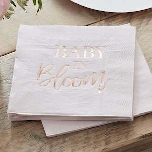 Rose Gold & Blush Paper Napkins - Baby in Bloom