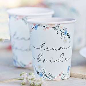 Floral Team Bride Paper Cups - Boho Bride Hen Party