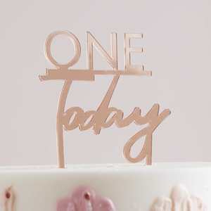 One Today 1st Birthday Cake Topper - Rose Gold