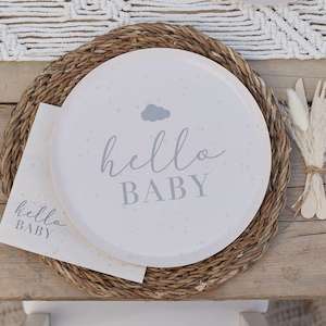 Hello Baby Neutral Baby Shower Plates