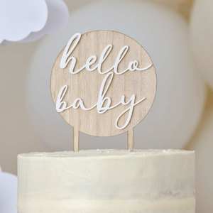 Wood and Acrylic Baby Shower Cake Topper - Hello Baby