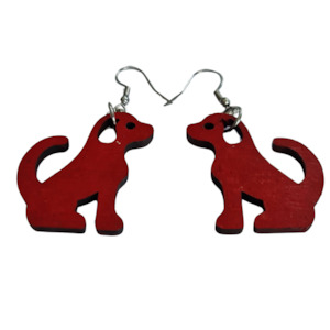 Playful Dog Wooden Earrings