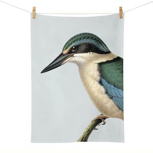 Hushed Blue Kingfisher Tea Towel