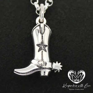 Sterling Silver Western Star Boot with Spur Pendant