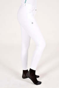 Knee High Perforated Breeches - White