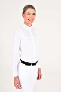 Sale Womens Competition Shirts: Jersey Trim Long Sleeve Competition Shirt - White