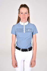 CT Flock Print Short Sleeve Polo - Light Blue