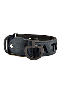 Women's Suede Logo Belt - Navy