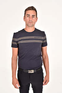 Men's Cotton T-Shirt w/ Embossed Logo - Navy