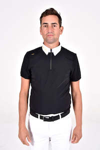 Men's R-Evo Epaulet Short Sleeve Zip Polo - Black