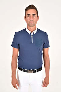 Mens Competition Shirts: Men's Tech Pique Short Sleeve Zip Training Polo - Atlantic Blue