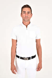 Men's Tech Pique Short Sleeve Zip Training Polo - White