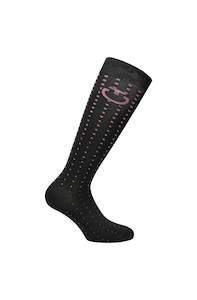 Socks: Pop Art Jacquard Socks - Black/Dusty Rose