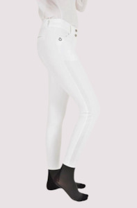 Womens High Rise Breeches: Tuxedo Breeches - White