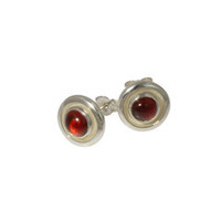 Sterling Silver Cabochon cut Garnet Earrings Jens Hansen