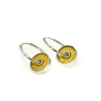 Sterling Silver & 24ct Gold Leaf Hoops Jens Hansen