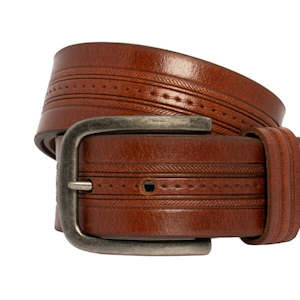 Emerton Embossed Leather Belt Tan