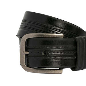 Emerton Embossed Leather Belt Black