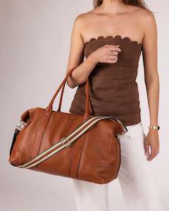 Clothing: Alexis Weekender Travel Bag Tan Stripe