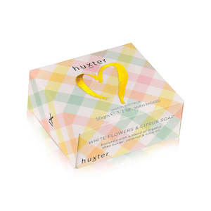 Mini Boxed Guest Soap Pastel Checks Foil Heart W/Flowers & Citrus