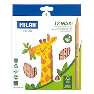 Milan FSC Wood Jumbo Triangular Coloured Pencils Pack of 12