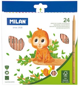 Milan FSC Wood Hexagonal Coloured Pencils Pack of 24